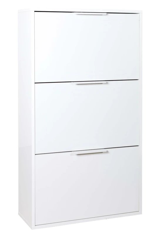 Composad | ESPRESSO Line Shoe Rack, Double Depth, with 3 Flaps, Space-Saving Shoe Rack, Entrance, Closet, Shoe Rack, (WxHxD) 65 x 119.5 x 25 cm, White, Made in Italy