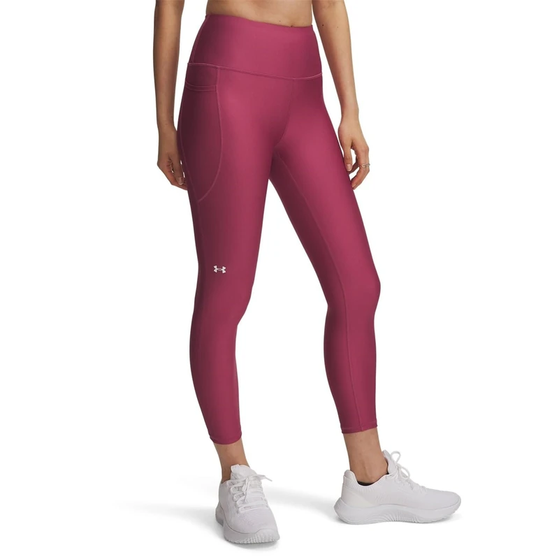 Under Armour Women's Tech Hi Ankle Leg, Super-Light Base Layer for Training and Sports, Women's Gym Leggings with Superior Coverage and Non-Slip Waistband,Fuchsia Dusk / / White,SM