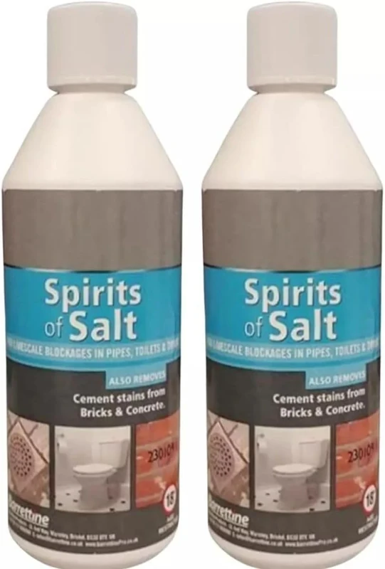 2X Spirits of Salt Drain & Toilet Cleaner - 500ml Limescale Remover, Fast-Acting Unblocker for Pipes, Toilets, & Drains - Multi-Purpose Formula for Stubborn Blockages & Hygiene Restoration