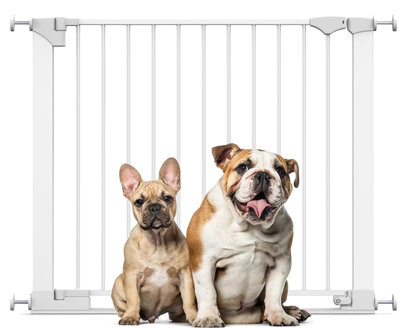 Bettacare SafeStep Dog Gate, White, 89cm - 96cm, Extra Low Walkthough, 74cm Extra Wide Doorway, One Piece Extra Wide Gate for Stairs, Hallways and Doors, Pet and Puppy, Easy Installation