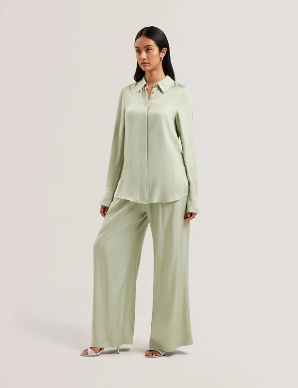 Ted Baker London KAYTT-Longline Twill Shirt, LT-GREEN