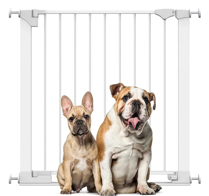 Bettacare SafeStep Dog Gate, White, 82cm - 89cm, Extra Low Walkthough, 67cm Extra Wide Doorway, One Piece Extra Wide Gate for Stairs, Hallways and Doors, Pet and Puppy, Easy Installation