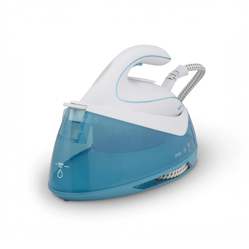 Swan SI12051AQ Steam Generator Iron with Ceramic Soleplate, 4 Steam Pre-Sets, Anti-Calc, Anti-Drip, 80g/min Steam Rate, 2400W, 900ml, White and Aqua