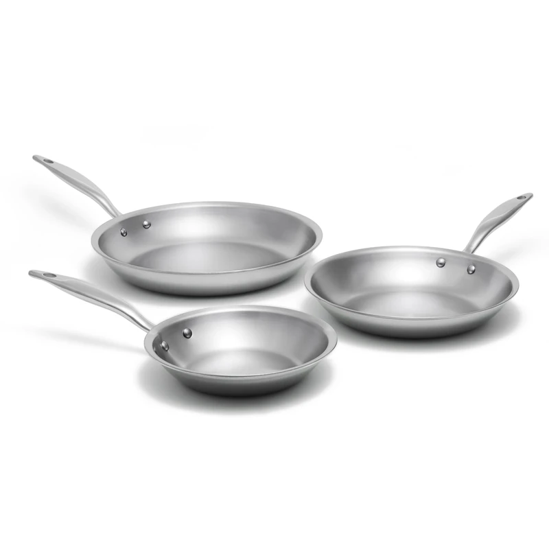 Heritage Steel 3-Piece Fry Pan Set - 5-Ply Stainless, Induction Ready