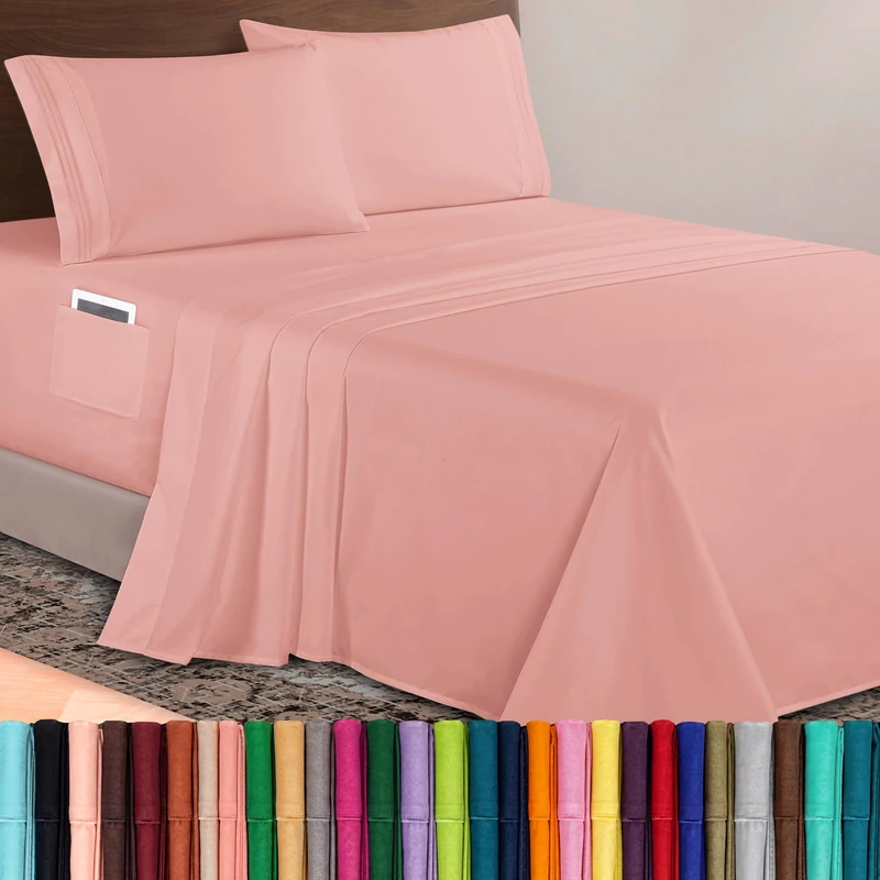 Elegant Comfort Luxurious 1500 Premium Hotel Quality Microfiber 4-Piece Sheet Set, 18-24 Inches Deep - Extra Deep Pocket Sheets - Ultra Soft 4PC Deep Pocket Sheets, California King, Dusty Rose