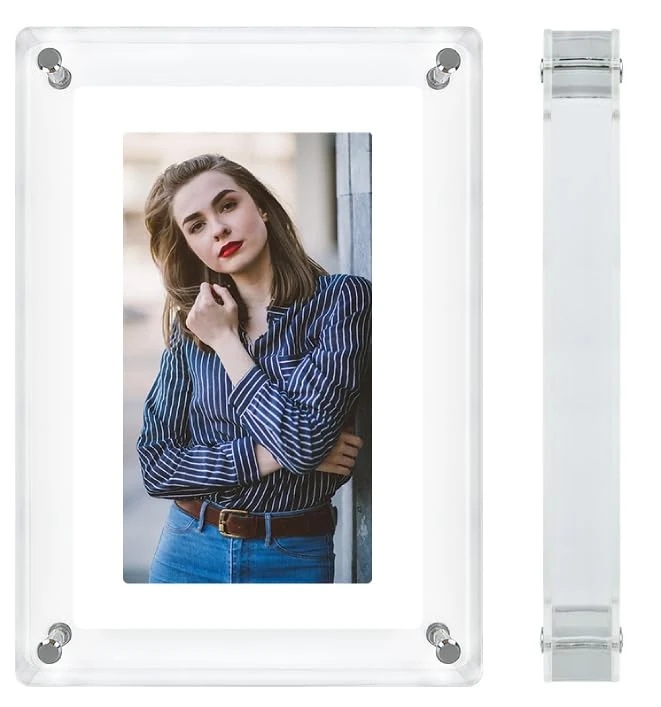 Digital Acrylic Photo/Video Frame, 7 Inch, IPS Screen (1024 x 600), 4GB Memory, 1500mAh Built-in Battery, Multimedia Stereo x2 Speakers, for all Occasions
