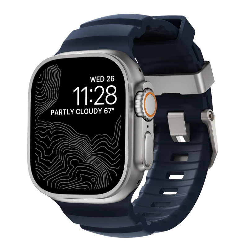 NOMAD Apple Watch Sport Band - Atlantic Blue, 46/49mm, Titanium Hardware, Rugged Band for Men & Women - Apple Watch Ultra Compatible - Image 1