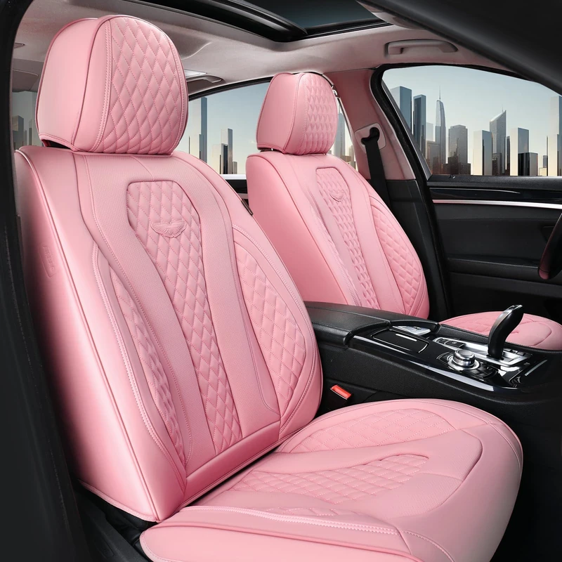 Coverado Universal Pink Leatherette Car Seat Protector - Waterproof Front Seat Covers for Most Cars