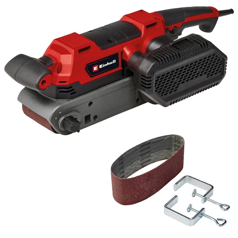 Einhell TE-BS 850 E Belt Sander - 850W Electric Sander with Speed Electronics, 400 m/min Belt Speed, Fine Belt Run Adjustment - Band Sander with Dust Collection Including Accessoires
