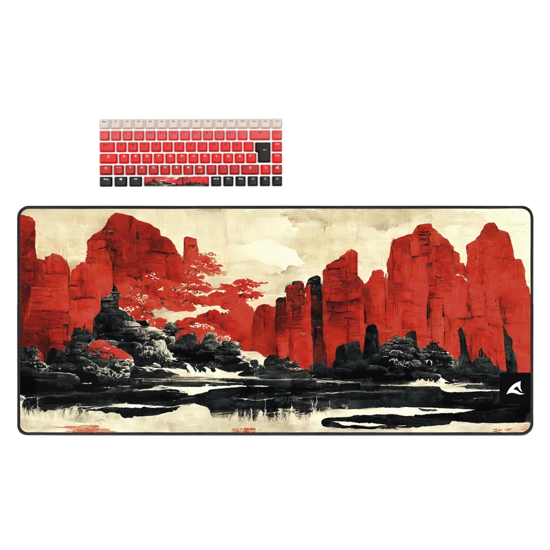 Sharkoon Skiller SGK50 S3 Design Bundle D3 - Gaming Accessory Bundle - Red Fabric Mouse Pad with Faux Leather Outer