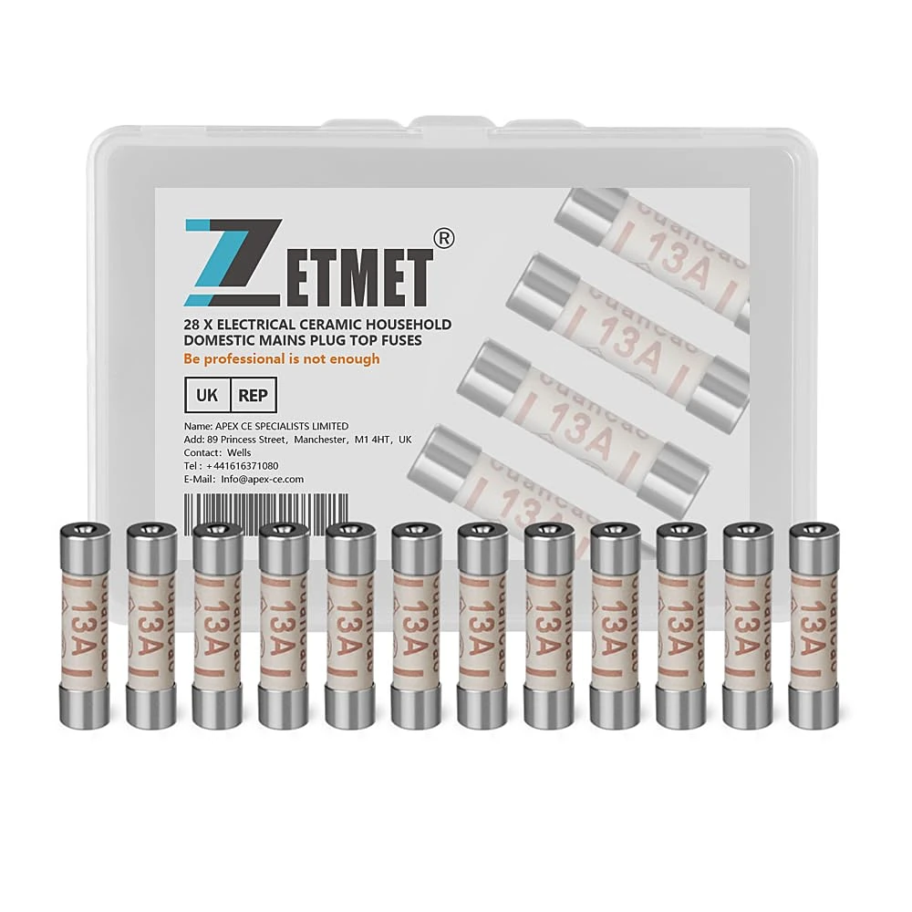 28 x 13Amp Fuses BS1362 Electrical Ceramic Household Domestic Mains Plug Top Fuses
