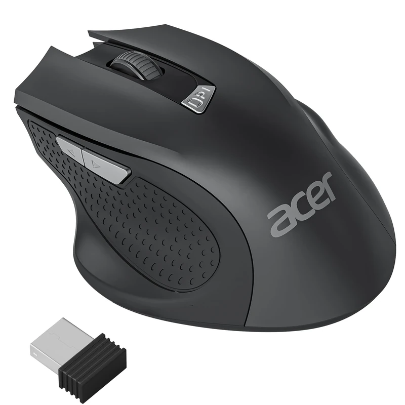 acer Wireless Mouse for Laptop, Computer Mouse Cordless with 2.4GHz USB Receiver, 3 Adjustable DPI Ergonomic USB Mice, 6 Buttons Compatible with PC, Notebook, MacBook Pro/Air, Chromebook, Windows