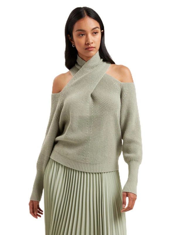 Ted Baker London ELANAA-Cut Out Detail Knit Sweater, LT-Green