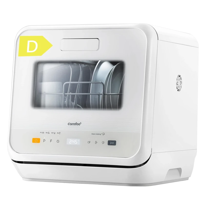 COMFEE' Table Top Dishwasher, Mini Countertop Dishwasher with 6+3 Programs, Steam Wash, Baby Care & Fruit Wash, No plumbing, Delay Start, 72H Storage, Perfect for Singles or Couples