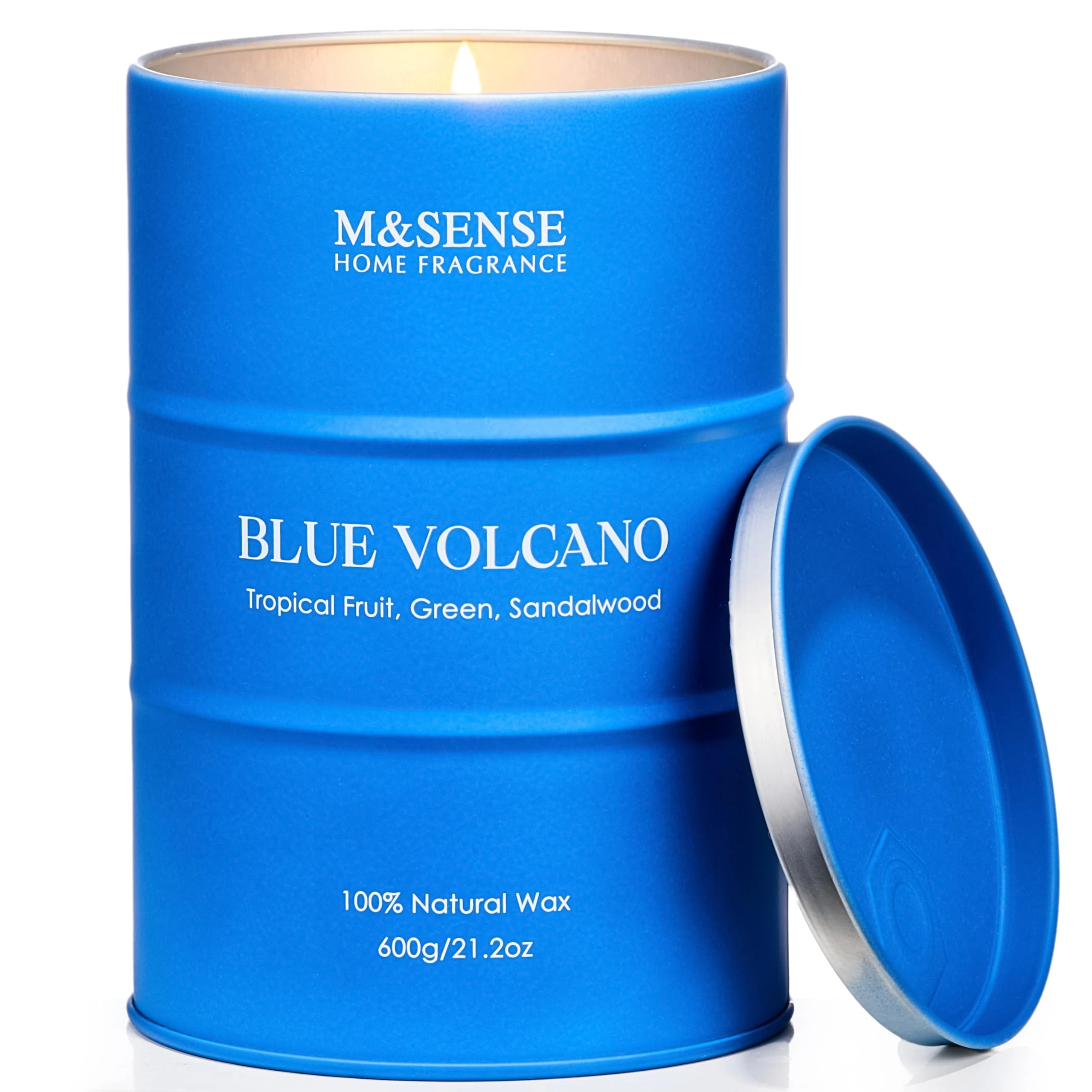 M&SENSE Tropical Fruit Large Soy Scented Candles Gifts for Men Strong, 600g 130 Hours Aromatherapy Candles Long Burning, Non Toxic Men's Scented Candles, Unique Luxury Candles