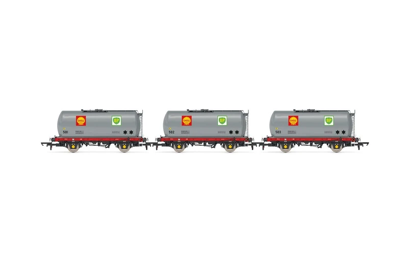 Hornby R60260 Shell-Mex, TTA Tank Wagon Triple Pack - Era 8 Freight Wagons Wagons & Wagon Packs, Grey, 00 Gauge