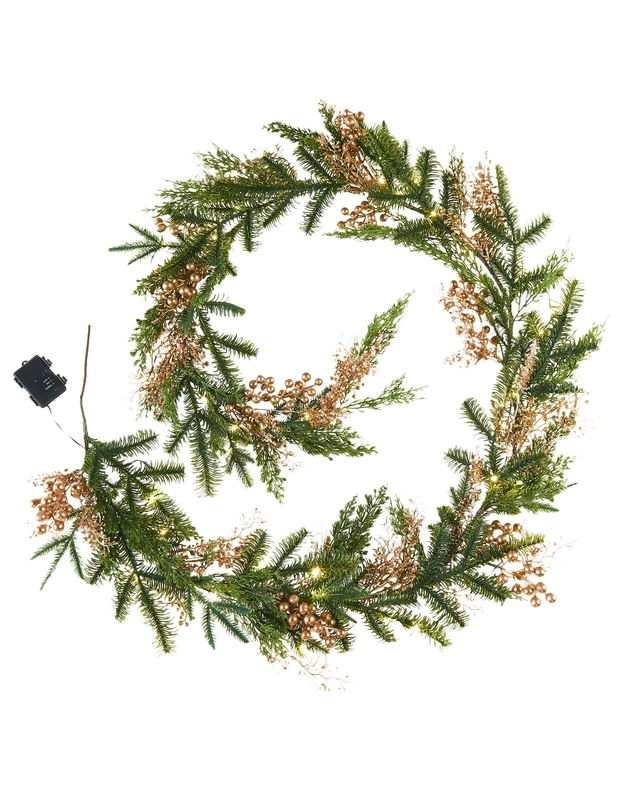 Pre-Lit Gold Berry Mixed Tip Garland