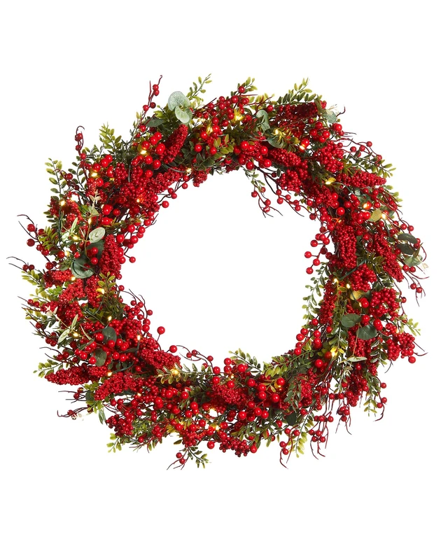 Pre-Lit Red Berry Wreath