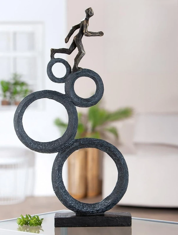 Casablanca Running Sculpture Made of Resin Antique Finish Anthracite/Copper Runner Motif H 47 cm W 26 cm D 7.5 cm Decorative Art Figure Statue