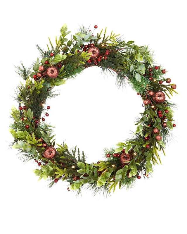 Pre-Lit Natural Mixed Tip Wreath