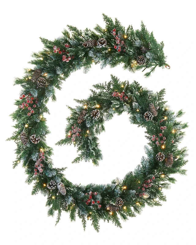 Pre-Lit Snow Flocked Mixed Tip Garland