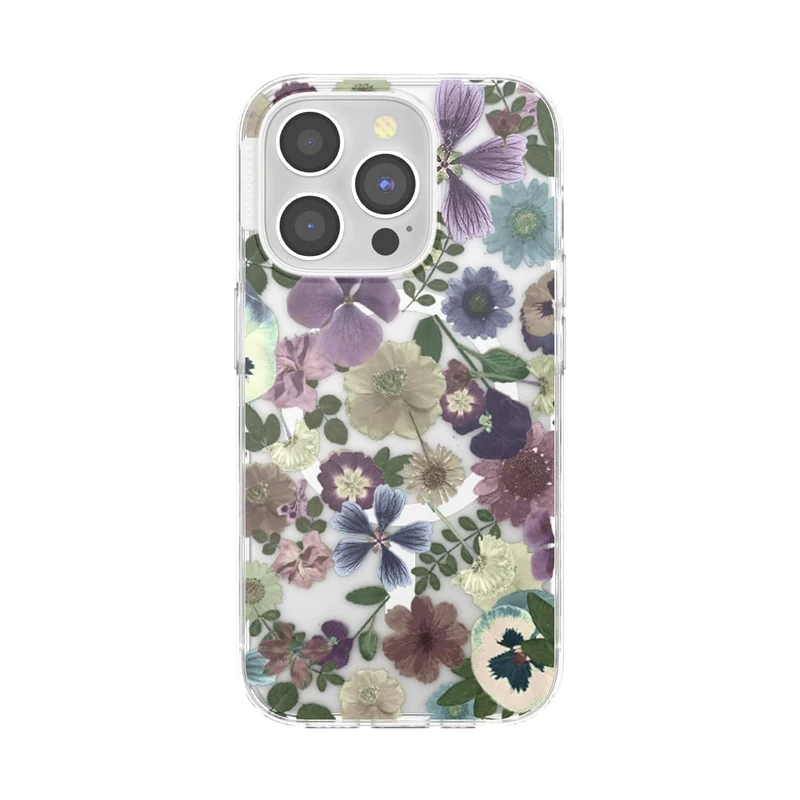 PopSockets iPhone 15 Pro Case Compatible with MagSafe, Phone Case for iPhone 15 Pro, Wireless Charging Compatible, Case Only - Pressed Flowers