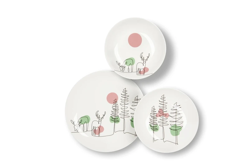 Excelsa Le Fil De Noel 18-Piece Dinner Set, Porcelain, Multicoloured