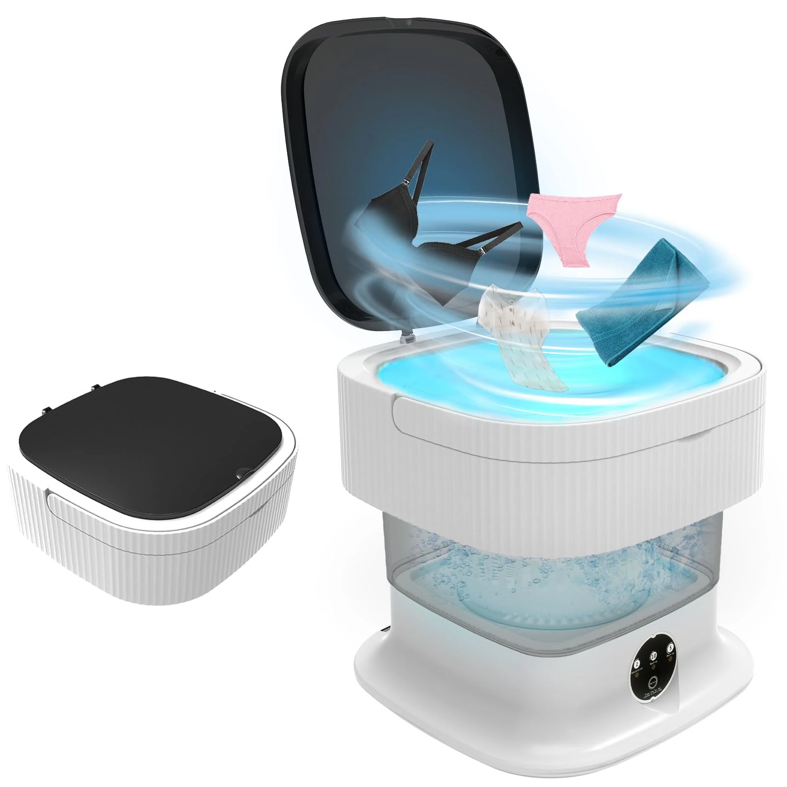 Portable Washing Machine, 15L 2.2kg 2 in 1 Mini Washing Machine with Laundry Bag Cleaning of Underwear, Baby Clothes, Socks, Cap, Pet Clothing, Lavadora Portatil Suitable for Apartments, Dorm, Camping