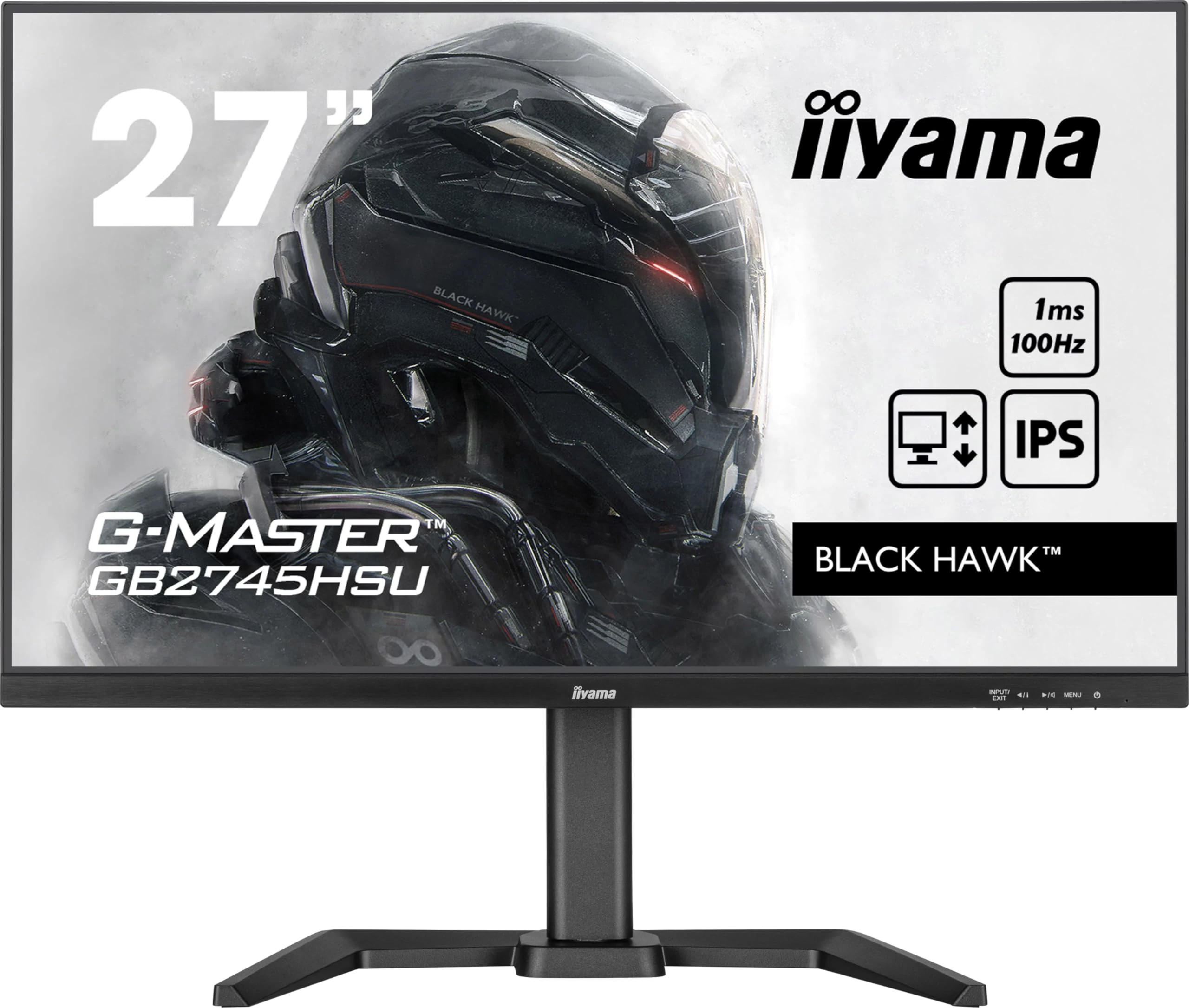 iiyama G-Master Black Hawk GB2745HSU-B2 68.5 cm 27 inch IPS LED Gaming Monitor Full HD 100Hz HDMI DP USB 2.0 1ms Adaptive Sync Height Adjustment Pivot Black