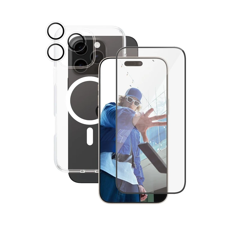 PanzerGlass CARE 3-IN-1 BUNDLE for Apple iPhone 16 Pro Max 6.9" 2024 Screen Protector + Clear Hard Case w/MagSafe + Lens Protector, Full 360° Drop & Scratch Protection - Clear Set - Image 1