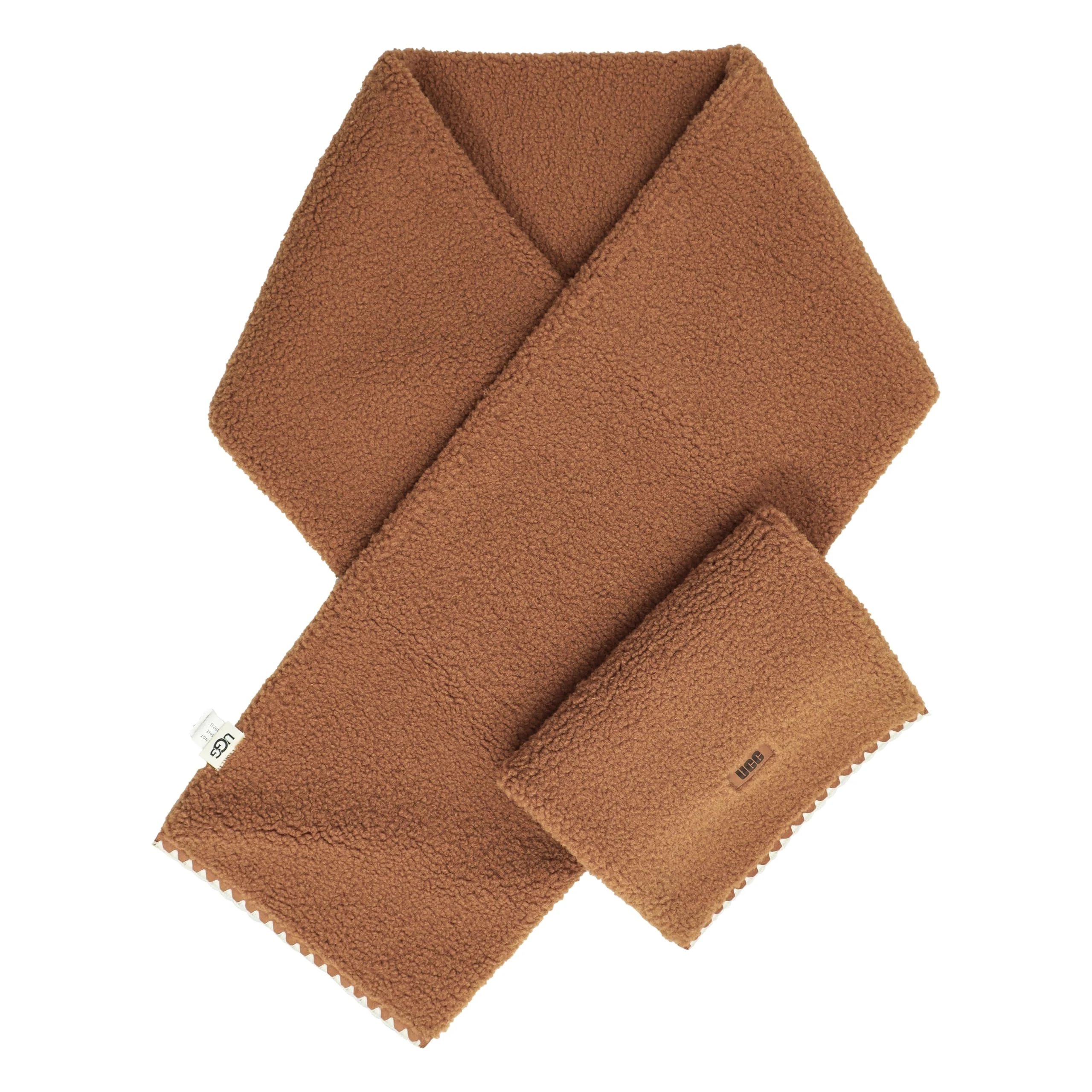UGG Womens Uggfluff Scalloped Scarf, Chestnut, One Size