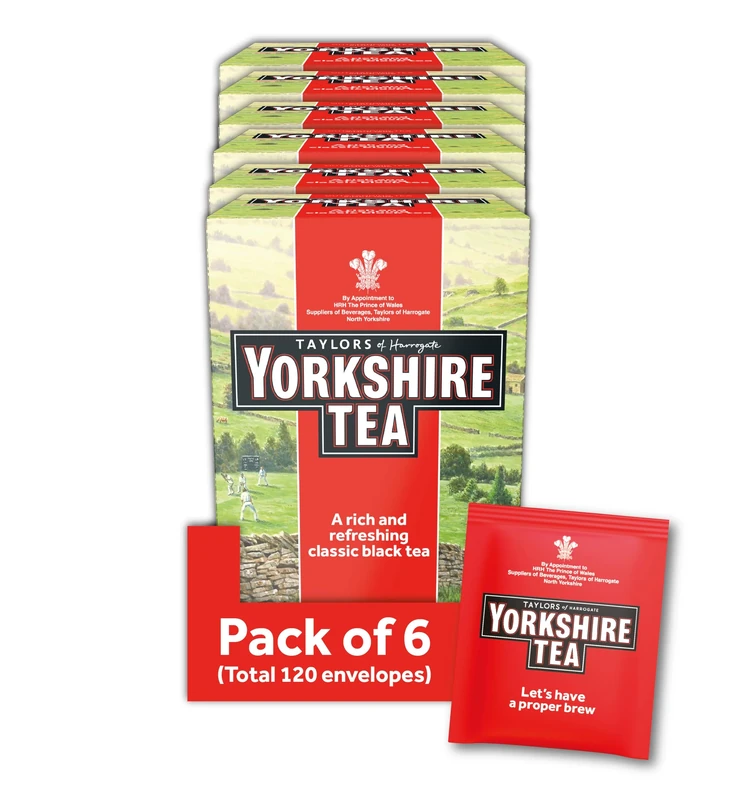Yorkshire Tea, Individually Wrapped & Tagged Tea Bags, 6 Boxes of 20 Tea Bags (Total 120 Bags)