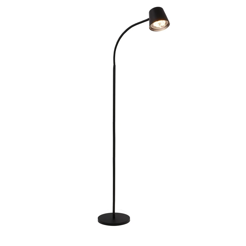 BRILONER - LED Floor Lamp, Cordless, Touch Control Reading Light, Flexible Spotlight, Dimmable, Rechargeable, Replaceable Battery & Light Source, Standing Lamp, Living Room Tall Lamp, 126.5cm, Black