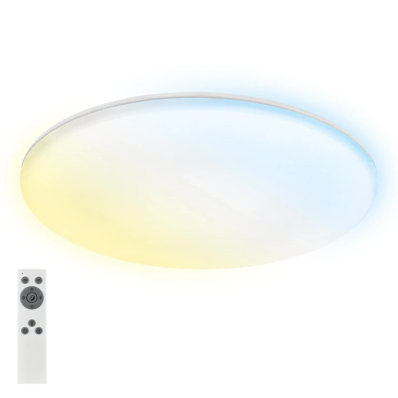 BRILONER - LED Ceiling Light Bathroom with indirect Light, Remote Control, dust and Splash Water Protection, LED Ceiling Light, Bathroom lamp, Kitchen lamp, Damp-Proof luminaire, 35 x 5,5 cm, White