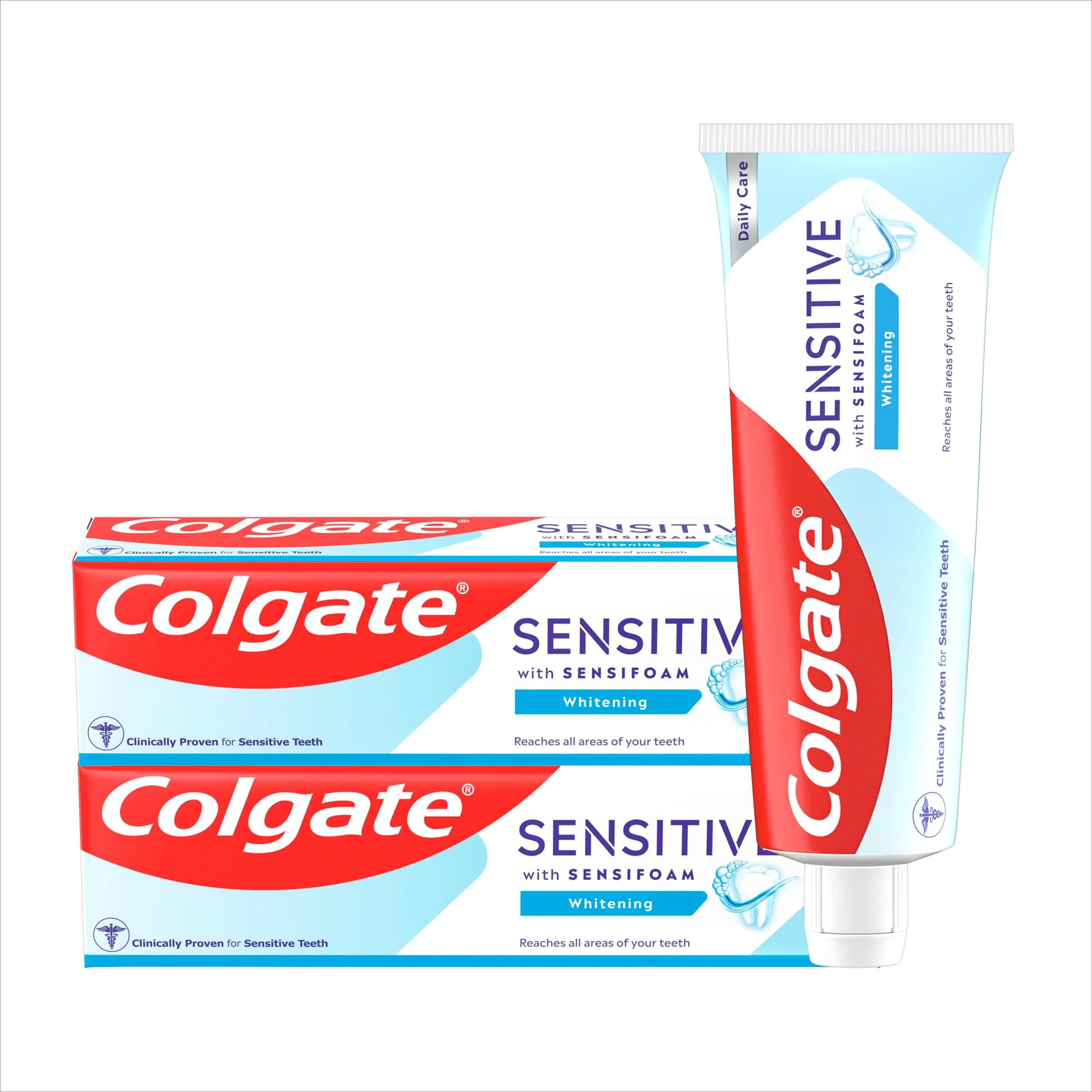 Colgate Sensitive Sensifoam Teeth Whitening Toothpaste 75ml X2 - Fluoride Toothpaste - Fresh Breath - Helps Restore Teeth Whiteness