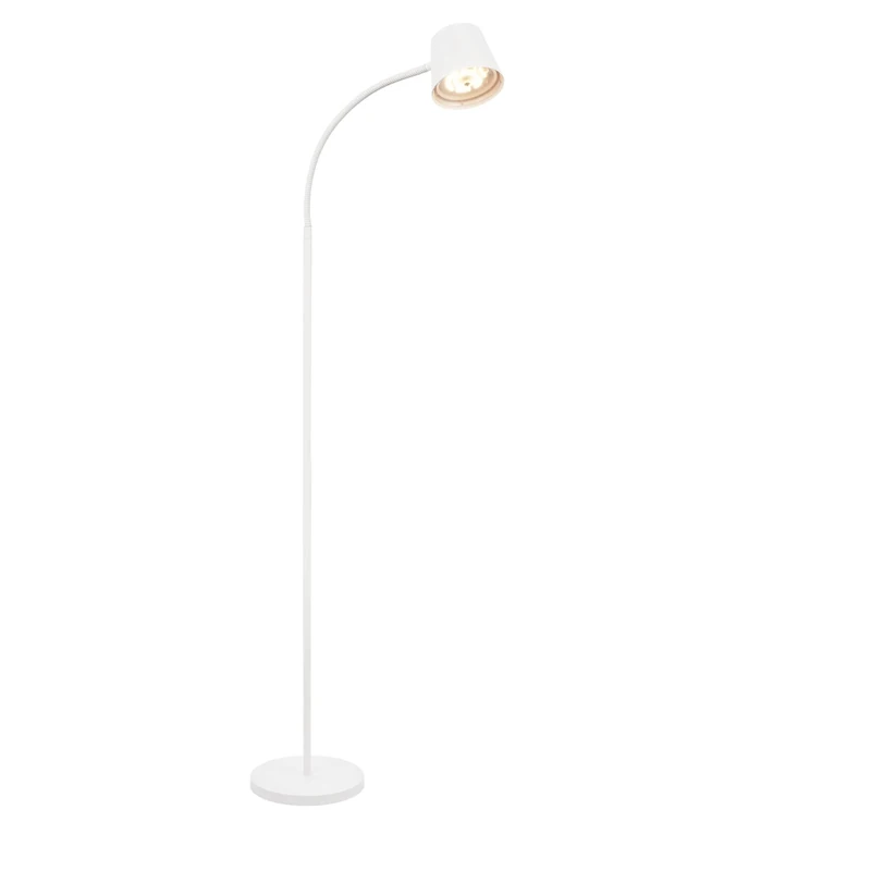 BRILONER - LED Floor Lamp, Cordless, Touch Control Reading Light, Flexible Spotlight, Dimmable, Rechargeable, Replaceable Battery & Light Source, Standing Lamp, Living Room Tall Lamp, 126.5cm, White