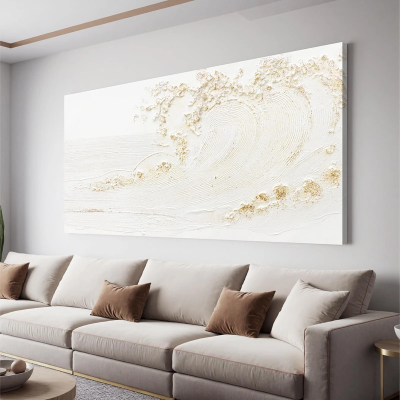 Canvas Wall Art Decor White Wall Art Silent Waves With Gold Canvas Art Wall Decor Wall Painting Decorations Artwork Wall Art Prints For Room Living Room Bedroom Office Wall Decor 20x40 Inch