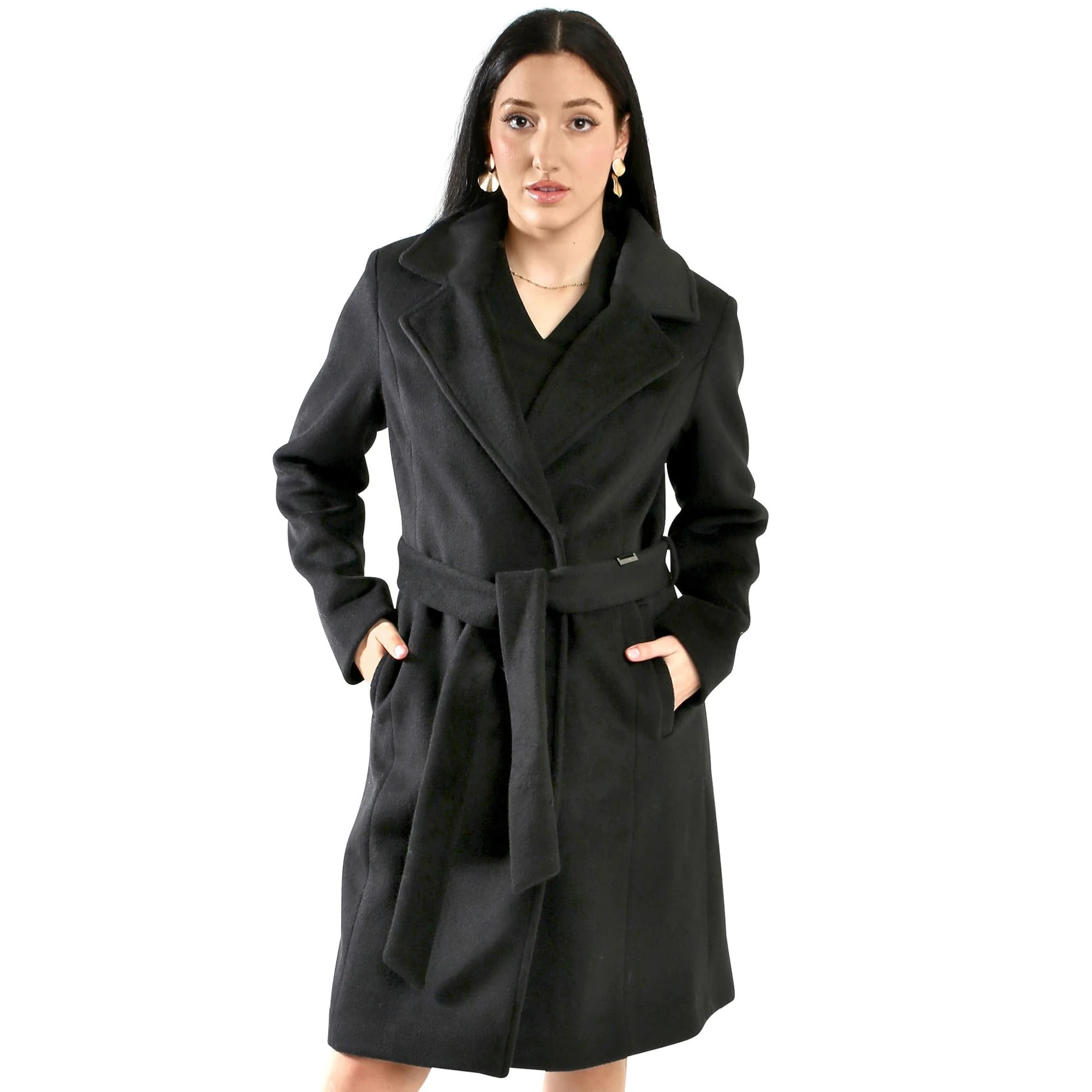 Vince Camuto Double-Breasted Wool Blend Womens Jacket, Winter Coats for Women (US, Alpha, X-Large, Regular, Regular, Black)