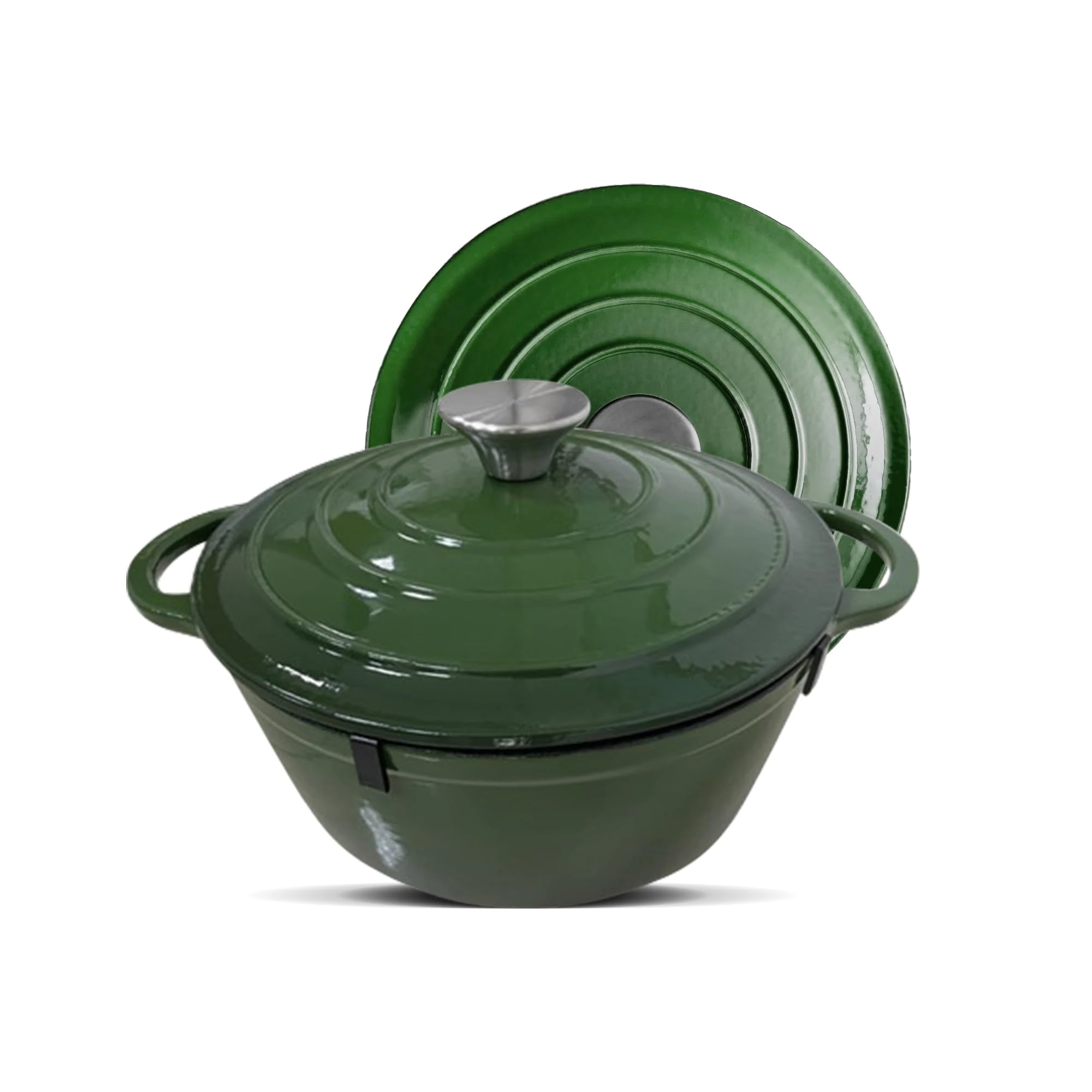 Alfresco Chef 6 QT Cast Iron Dutch Oven with Lid - Large Enameled Casserole Dish for Bread Baking, Braising, and Roasting - Durable Green Enamel Dutch Oven Pot for All Cooktops, Oven Safe