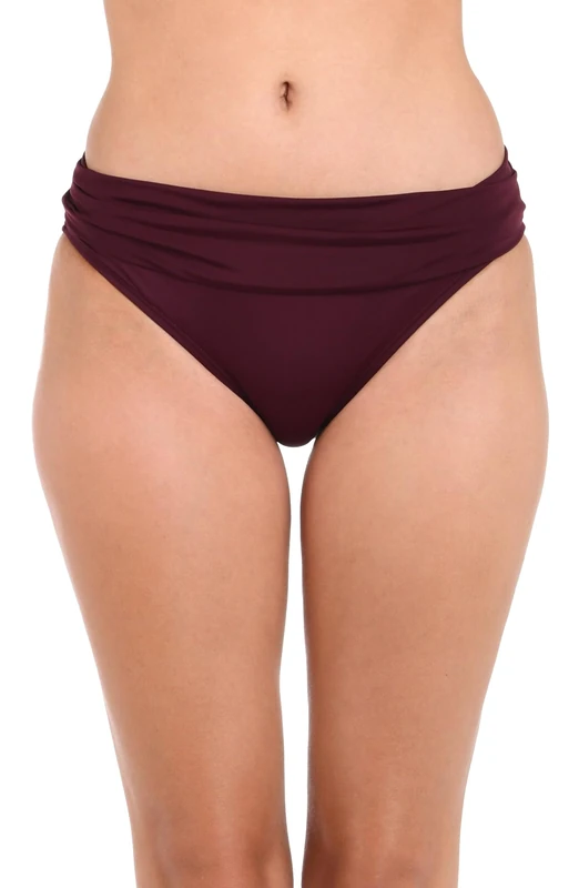 La Blanca Women's Island Goddess Banded Hipster Swimsuit Bottom Bikini, Dark Cherry, 6