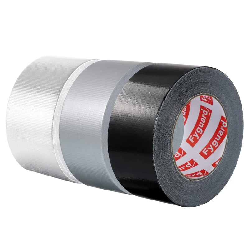 Fyguard 3 Rolls Duct Tape, 48mm x 18m Gaffer Tape Repair Tape Duct Adhesive Hand Tearable Waterproof for Indoor Outdoor Household Gardens Construction Sites (Black & White & Silver)