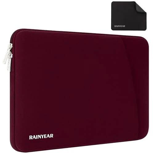 RAINYEAR 13 Inch Laptop Sleeve Case for 2025-2022 Macbook Air 13.6 Inch M4 M3 M2 14 Inch Macbook Pro M4 M3 M2 M1 Accessory Carrying Simple Case, Red