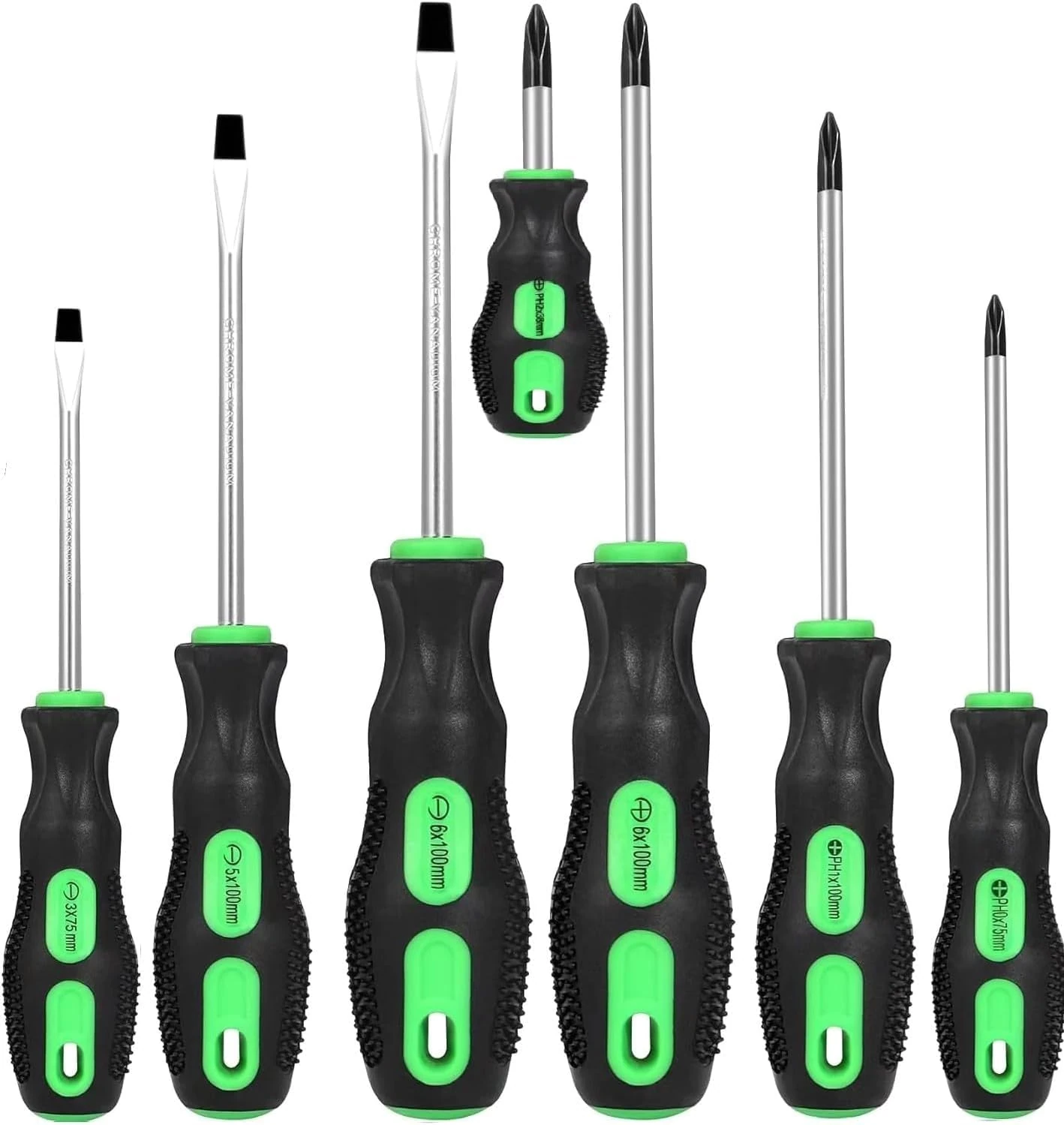 GURADESIGN 7-Piece Magnetic Screwdrivers Set, 4 Phillips and 3 Flat, Professional Cushion Grip Screwdriver Set