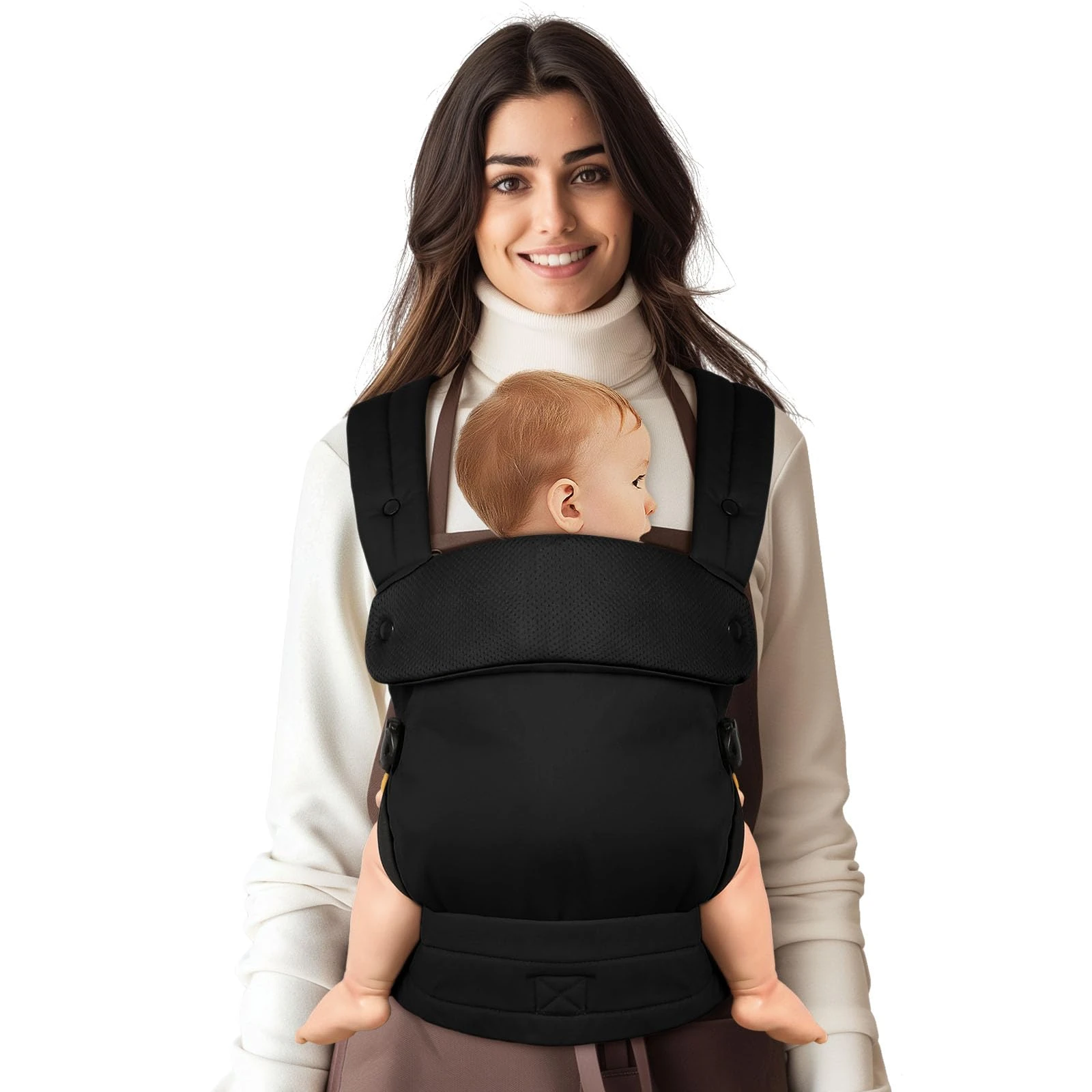 Tuocal Baby Carrier - Ergonomic, Lightweight Baby Sling Carrier with Enhanced Lumbar & Adjustable Head Neck Support, Cotton Infant Carrier for Newborn to Toddler 3-36 Month 8-44lbs, Black