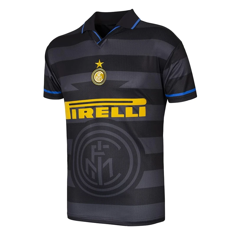 Inter 98 Away Retro Football Shirt, 1997-98 Unisex Adult, Grey-Black, S