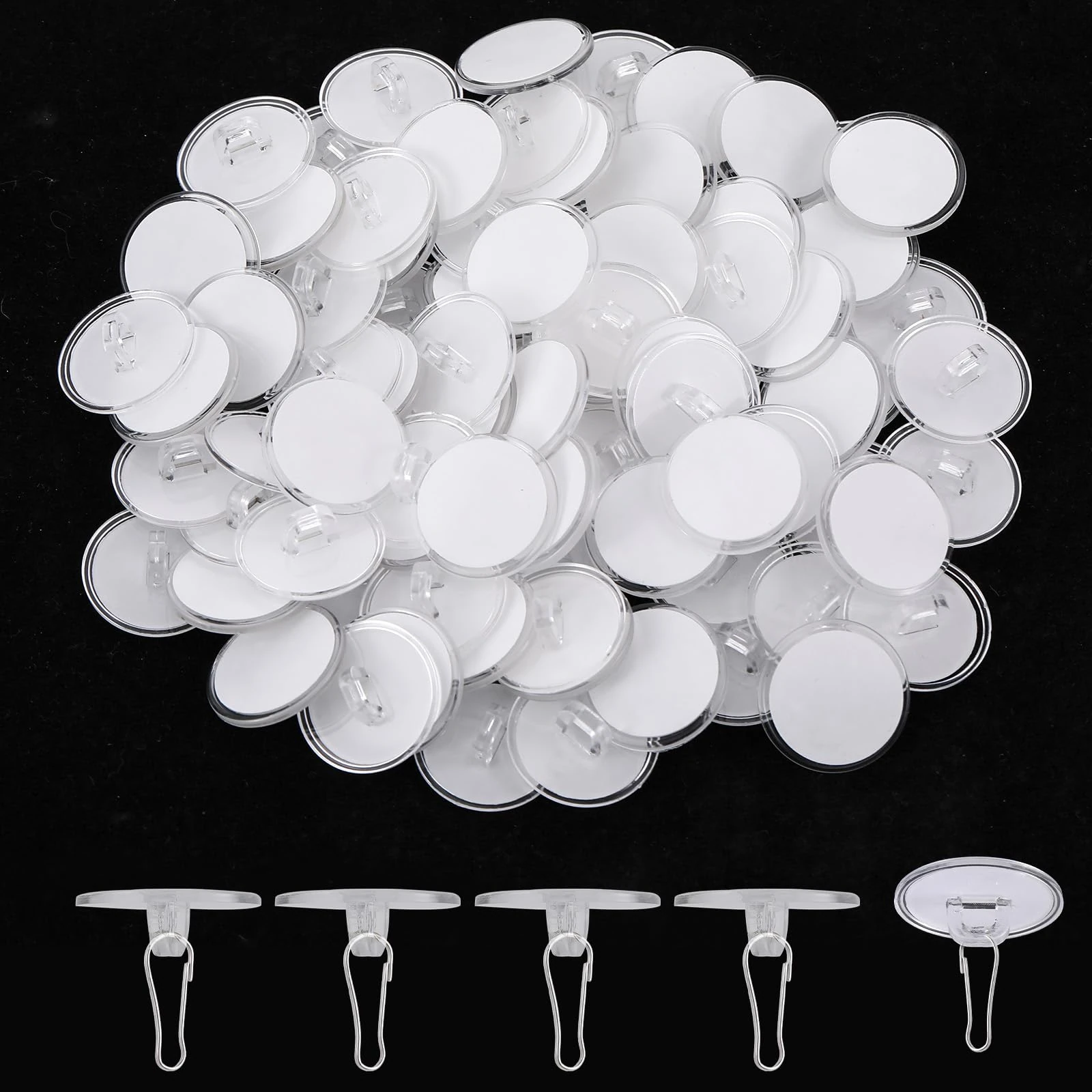 100 Pcs 2cm Ceiling Hooks Self Adhesive Wall Sticky Hooks Removable Transparent Ceiling Hook Hanger for Wedding Hanging Festival Party Decor