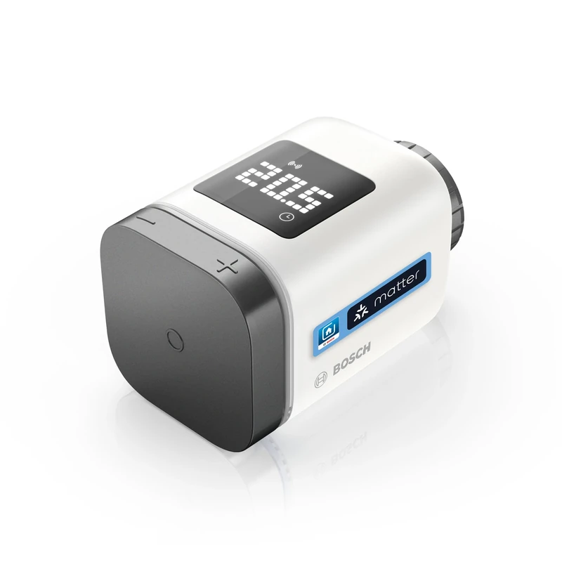 Bosch Smart Home radiator thermostat II [+M], smart thermostat, flexible use in the Bosch Smart Home system or in manufacturer-independent Matter systems, anthracit