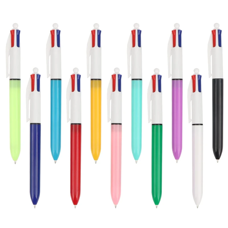 OWill 4-Colour 4-in-1 Ballpoint Pen, 1.0mm, Multicoloured for Office, School, Students, and Children, Gift