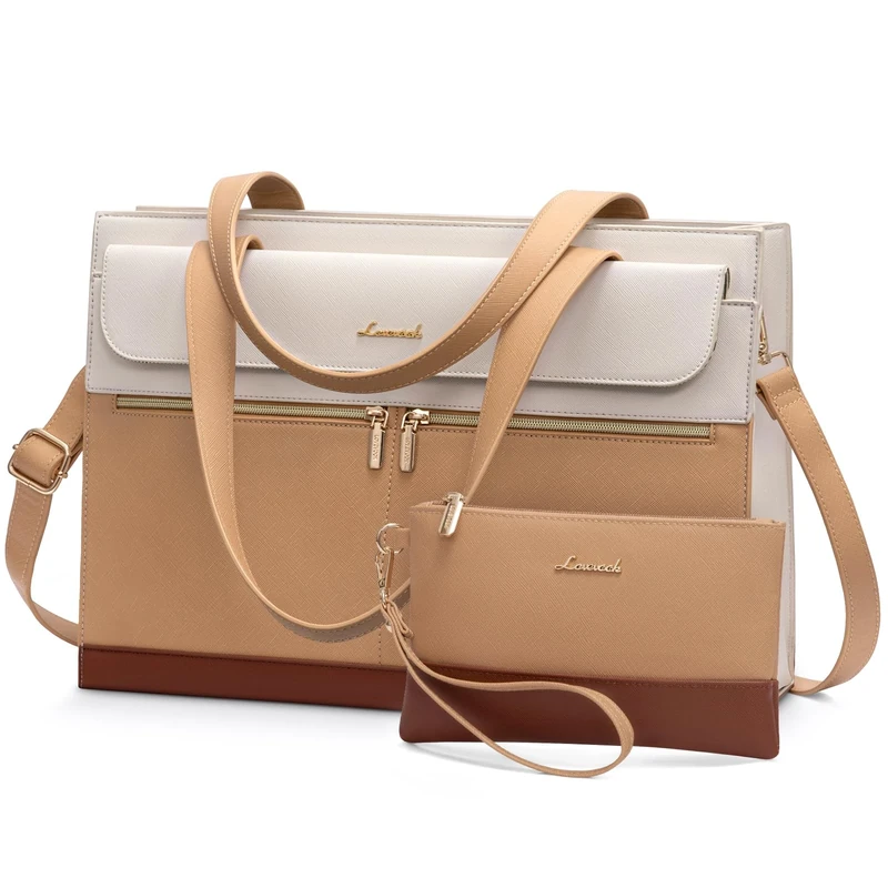 LOVEVOOK Laptop Tote Bags for Women 15.6 Inch Ladies Work Bags Stylish Handbag with Laptop Compartment Large Designer PU Leather Briefcase for School Shoulder Bag for Office Shopping