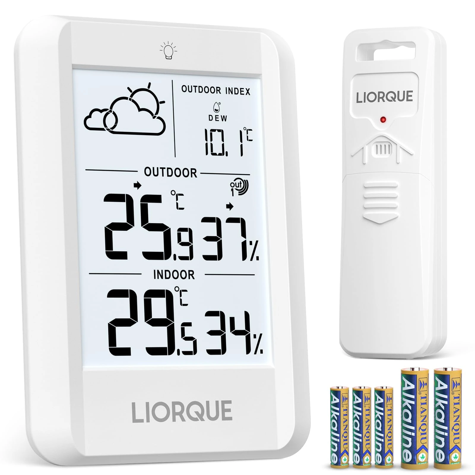 LIORQUE Weather Stations with Outdoor Sensor Wireless Indoor Outdoor Thermometer Hygrometer, Temperature and Humidity Monitor with Weather Forecast, Barometric Pressure, Date